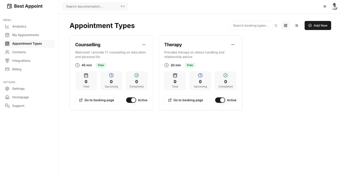 Mutliple Booking Options